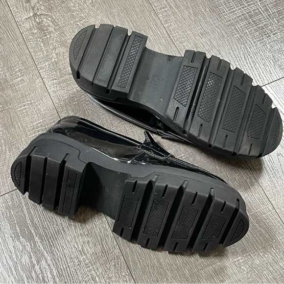 H&M Platform Chunky Black Patent Loafers Size 38 US8 - Picture 10 of 13
